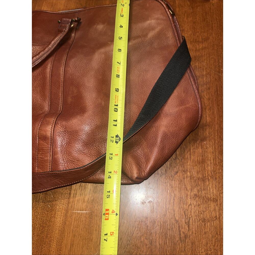 Vintage Leather Travel Bag Overnight Bag Soft Made In Columbia Satchel Large - Picture 7 of 7